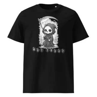 Not Today Unisex Organic Cotton T-Shirt – Kawaii Grim Reaper Graphic Tee