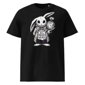 Dark Alice in Wonderland unisex organic cotton tee for gothic fashion & Tim Burton fans