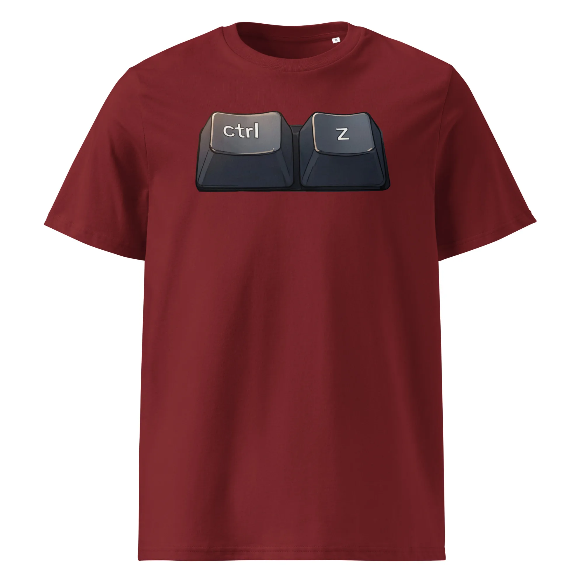 Unisex organic cotton tee featuring CTRL+Z undo keyboard shortcut for tech professionals