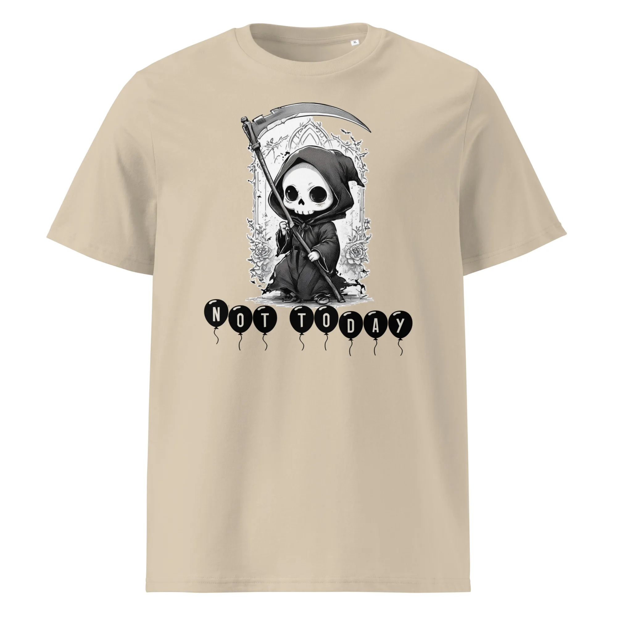 Not Today Unisex Organic Cotton T-Shirt – Kawaii Grim Reaper Graphic Tee - Image 7