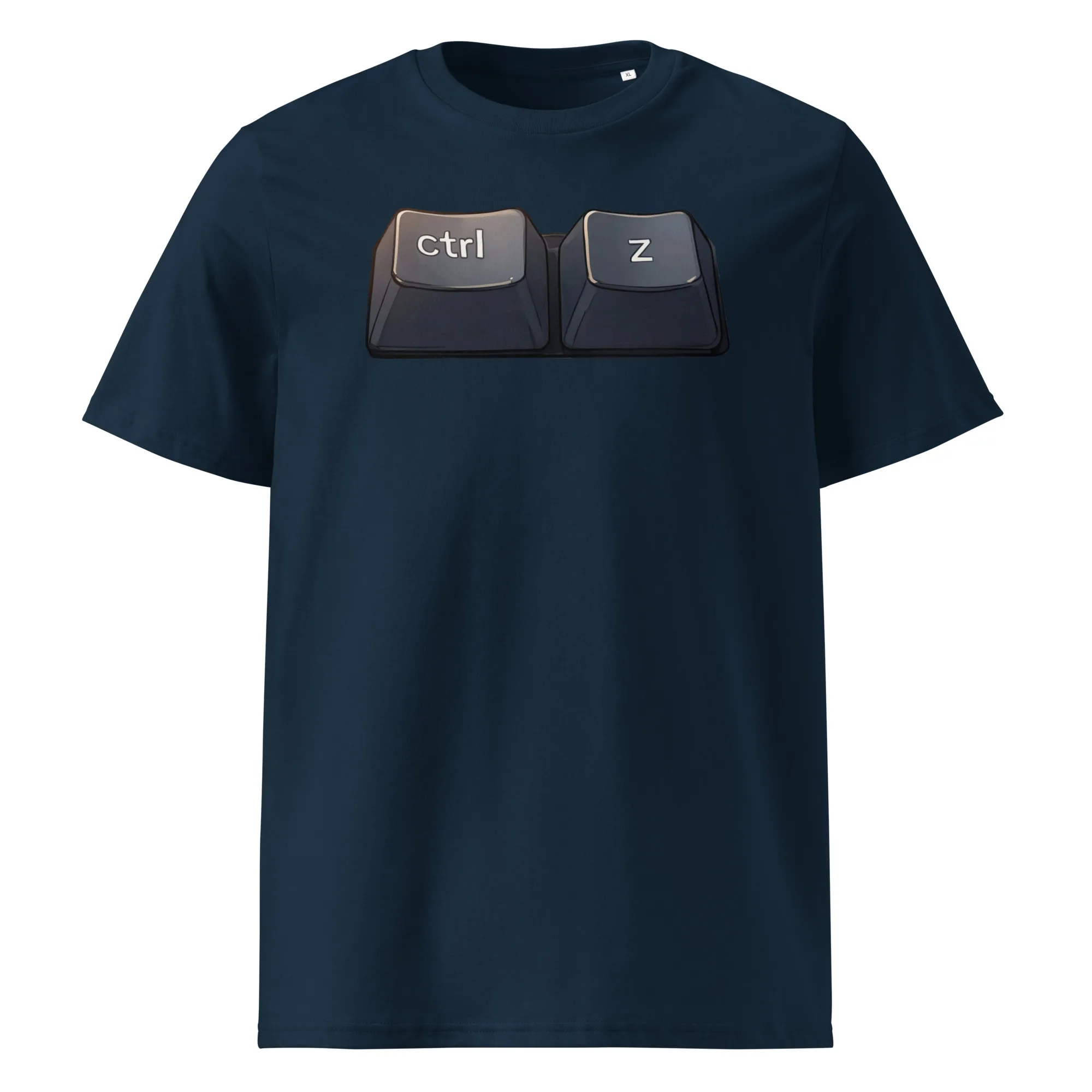 Unisex organic cotton tee featuring CTRL+Z undo keyboard shortcut for tech professionals