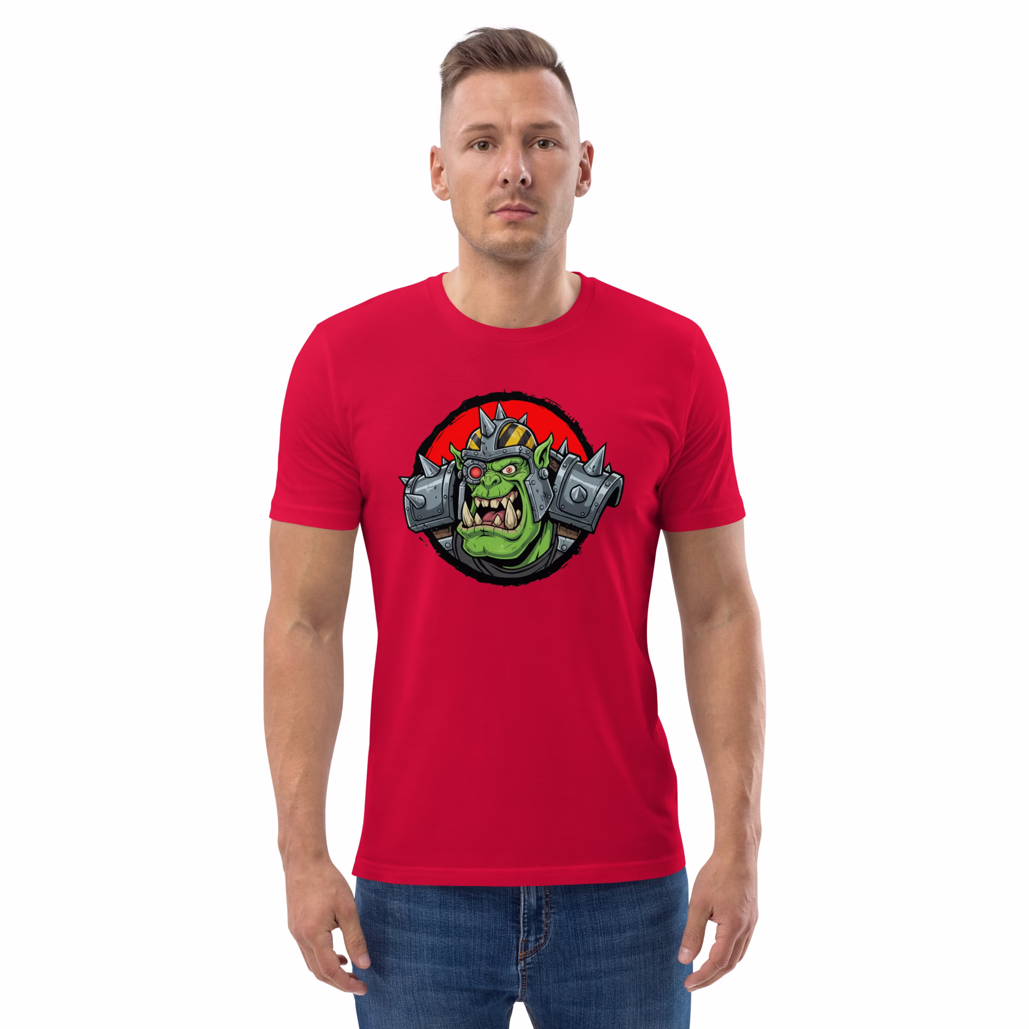 Ork Boy t-shirt with bold line art Warhammer 40K greenskin warrior design for tabletop gamers