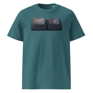 Unisex organic cotton tee featuring CTRL+Z undo keyboard shortcut for tech professionals