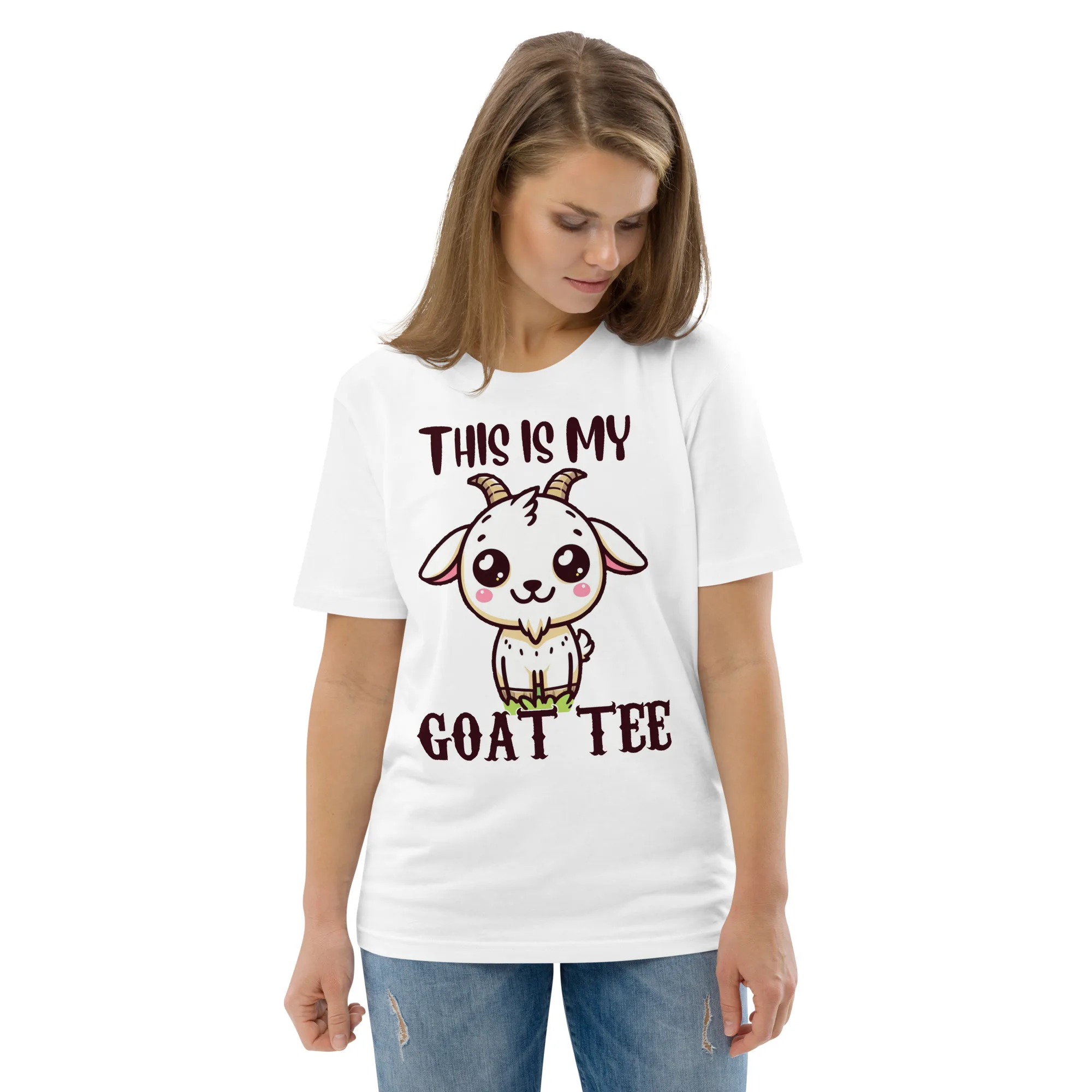This Is My GOAT Tee text with goat showing greatest of all time pun humor