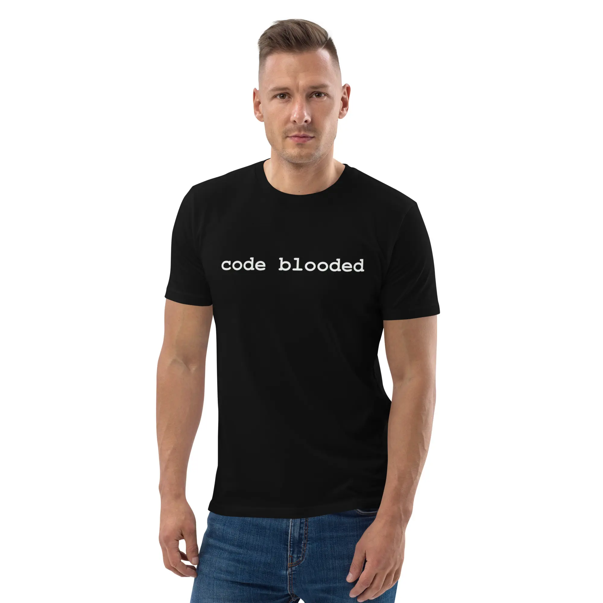 Code Blooded Unisex Organic Cotton T-Shirt – Programmer Humor Graphic Tee