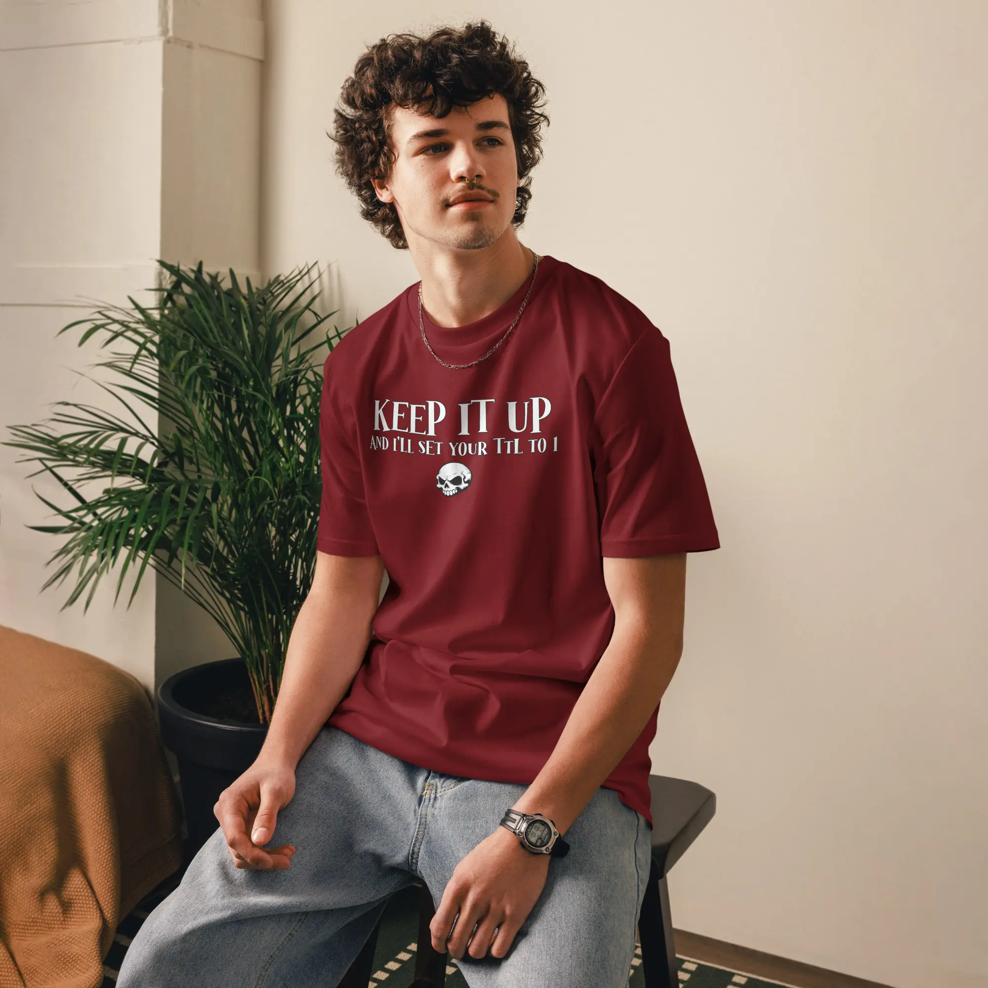 Keep It Up and I'll Set Your TTL to 1 unisex organic cotton tee