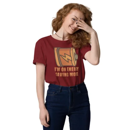 I'm On Energy Saving Mode Unisex Organic Cotton Tee - Low Battery Humor